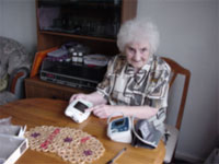 A Barnsley patient using the Docobo hand-held device