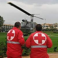 Rescue helicopter in the exercise